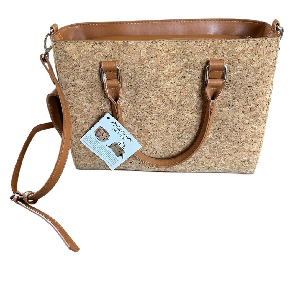 Primeware Cork Drink Purse Insulated 12" W x 9" L Hidden Compartment- NWT